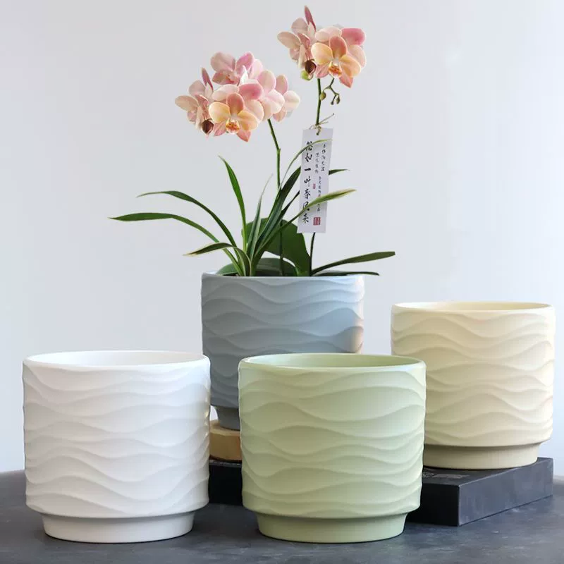 Простой керамический цветочный горшок Ripple, маленький, средний и большой, в стиле ins с подносом, бытовой подвесной цветочный горшок для суккулентов, бабочек и орхидей