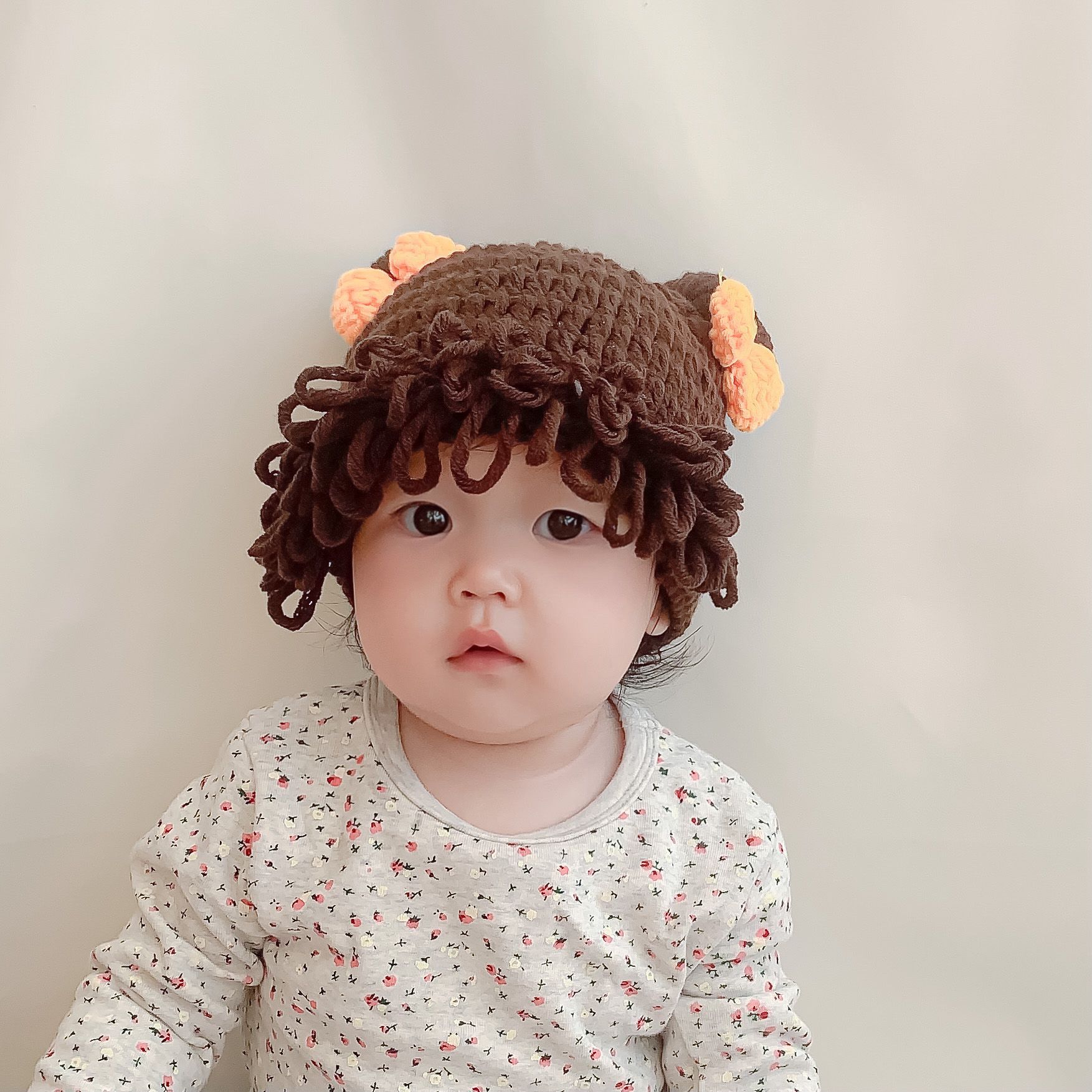 ins coreano otoño-invierno gorra bebé lindas pelucas de fresa super-peluca de cabello de cabello para niños gorra roja caliente red