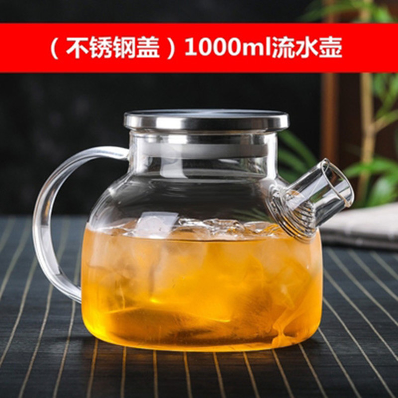 Vidrio de borosilicato transparente salud olla filtro botella de agua fría hogar tapa de bambú olla gran capacidad flor tetera