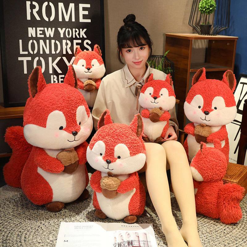 Bonita muñeca de ardilla juguetes de peluche muñeca de tela zorro almohada muñeca de regalo de cumpleaños mujer al por mayor image 4
