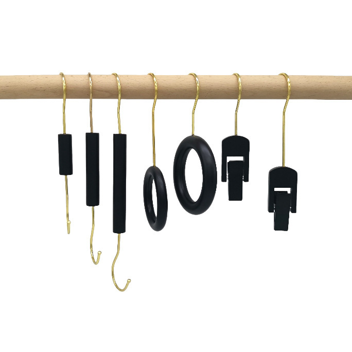 Clothing Store Single Clip Multifunctional Solid Wood Scarf Ring Black S Hook Hook Solid Wood Hanging Display Hook Display Hook