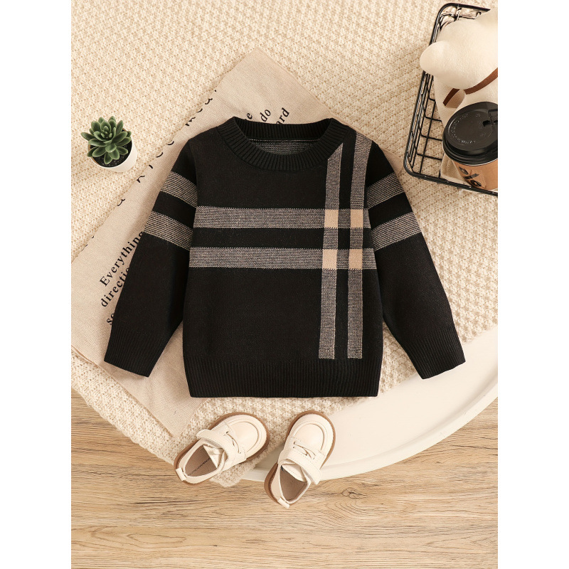 H 13877 Boys Fleece Crew Neck Sweater 男童加绒圆领毛衣