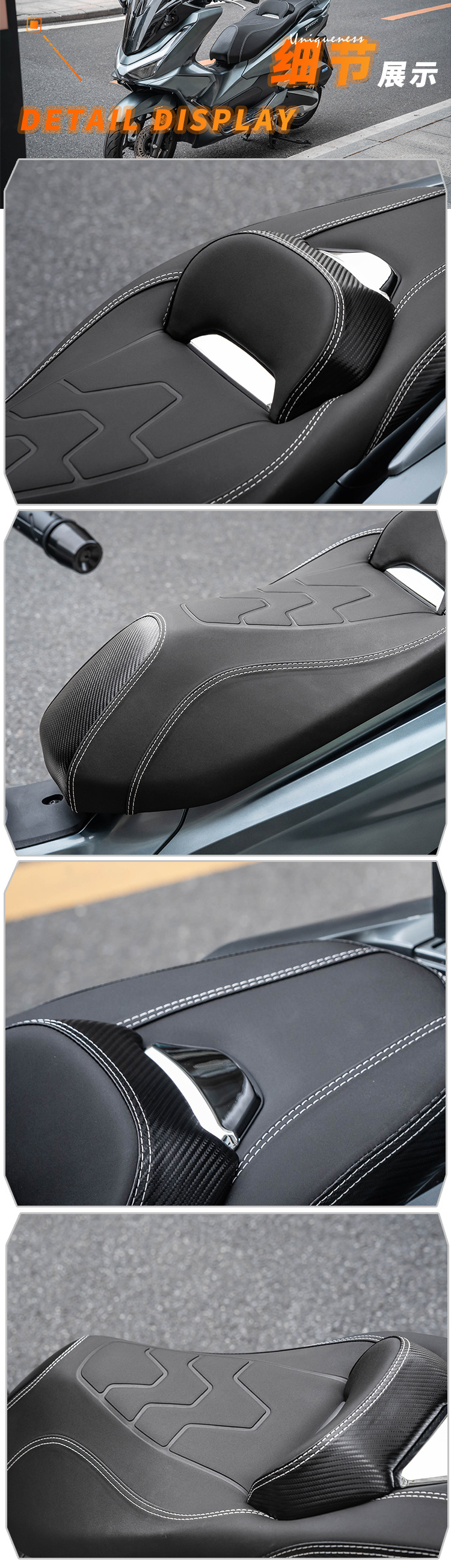 Motorcycle Seat Cushion New Seat Bag Suitable for Honda Pcx160 Modified Seat Cushion with Comfortable Backrest Cushion Seat Bag