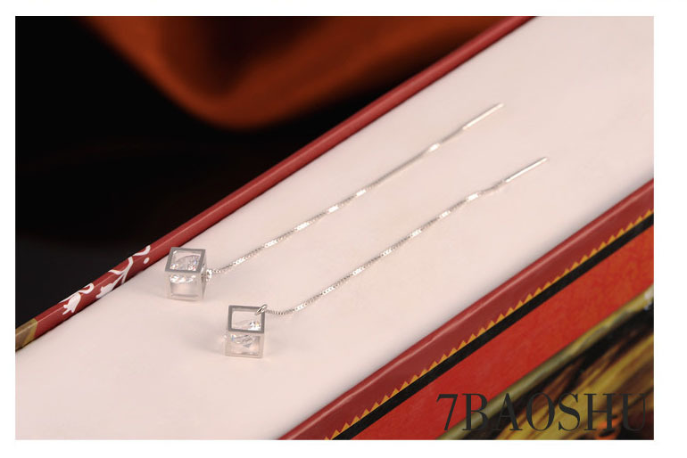 925 pendientes de plata de ley estilo coreano moda Cubo de Rubik pendientes de diamantes pendientes de plata esterlina pendientes de las mujeres al por mayor