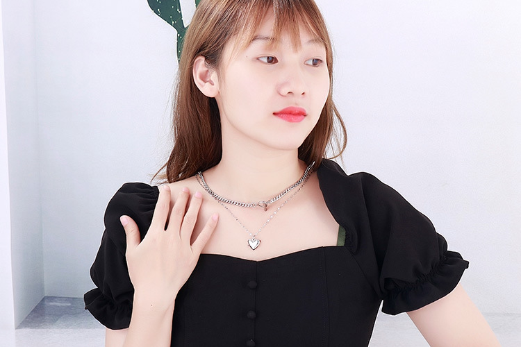 Women'S Gender PVD Coated 18K Gold Plated Heart Titanium Steel Fashion Waterproof Non Tarnish Necklace