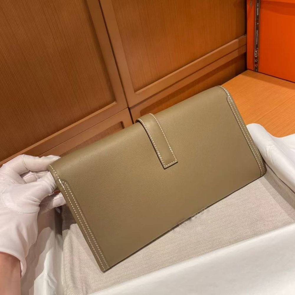 Fashion Trendy Evening Bag New Semi-Handmade Wax Thread Swift Cowhide Flap Simple Women's Clutch Genuine Leather - Thumbnail 3