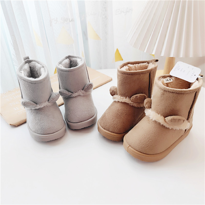 Clearance Sale: New Winter Children's Bear Ear Thickened Snow Boots, Baby Warm Cotton Shoes for Boys and Girls