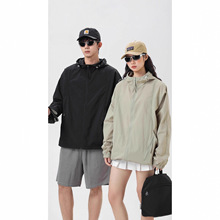 韩国东大门代购男女同款春夏轻薄抽绳连帽宽松休闲防晒夹克外套