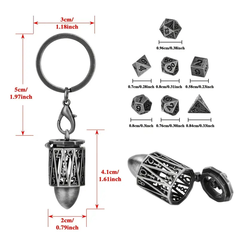 Metal bullet, dice, board game, keychain