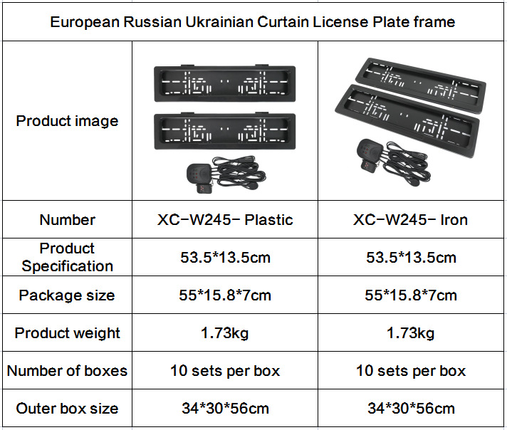 Cross-Border Supply Xclpf European Standard Electric Foreign Trade License Plate Frame Suitable for European Standard License Plate European License Plate Protection Frame