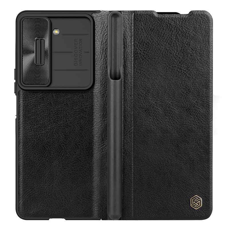 Ốp lưng Nillkin cho Samsung Z Fold 5 nắp trượt bảo vệ ống kính, chống sốc viền dày — Qin Series PRO Samsung Z Fold 5/W24 Đen, Qin Series PRO Samsung Z Fold 5/W24 Vàng, Qin Series PRO Samsung Z Fold 5/W24 màu nâu, Qin Series PRO Samsung Z Fold 5/W24 màu xanh