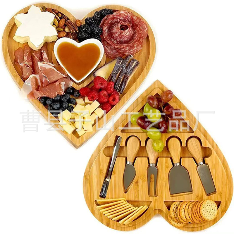Creativa madera sólida amor bandeja fiesta pastel snack bandeja de fruta set bandeja de pizza