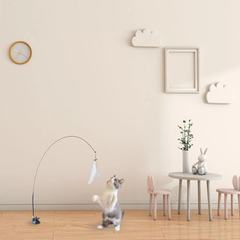 メーカー卸売りペット用品猫玩具猫掴み吸盤長棒長鋼線伸縮猫羽逗猫棒