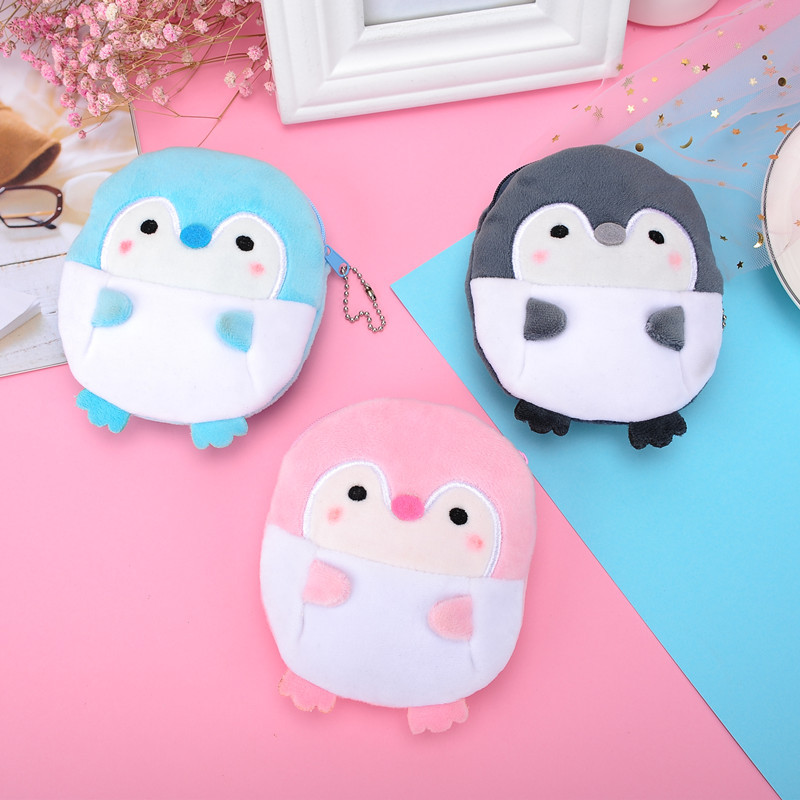 Cross Border Amazon New Sweet Penguin Plush Zero Wallet Coin Bag Data Line Package Mouth Red Envelope Gift Wholesale