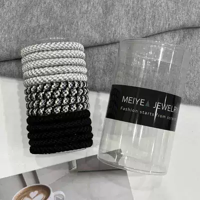 High Ponytail Hair Rope Headwear, Saç üçün rezinlər - black-and-gray-15-barrels