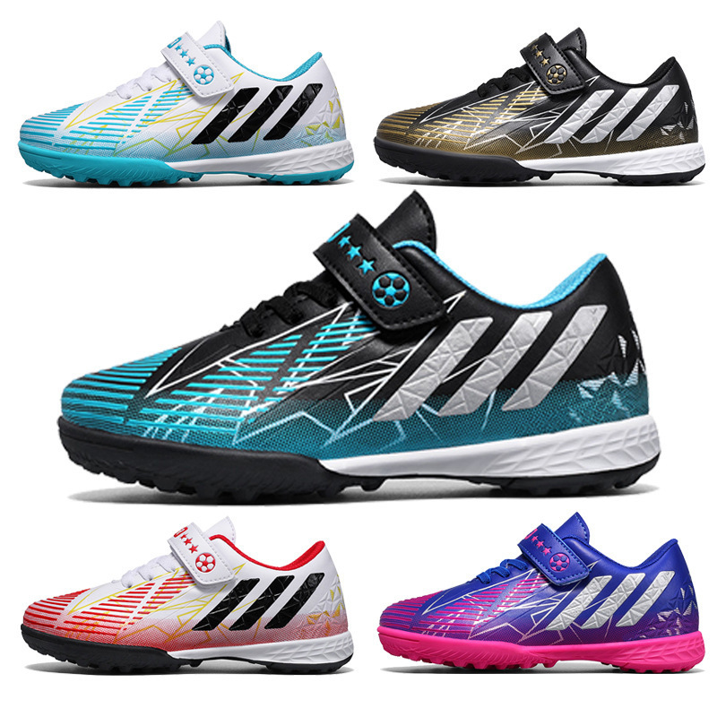 Children's Football Shoes Boys Men and Women's Indoor Velcro Shoes for Boys and Children Students Shoes Crushed Nail Training Shoes