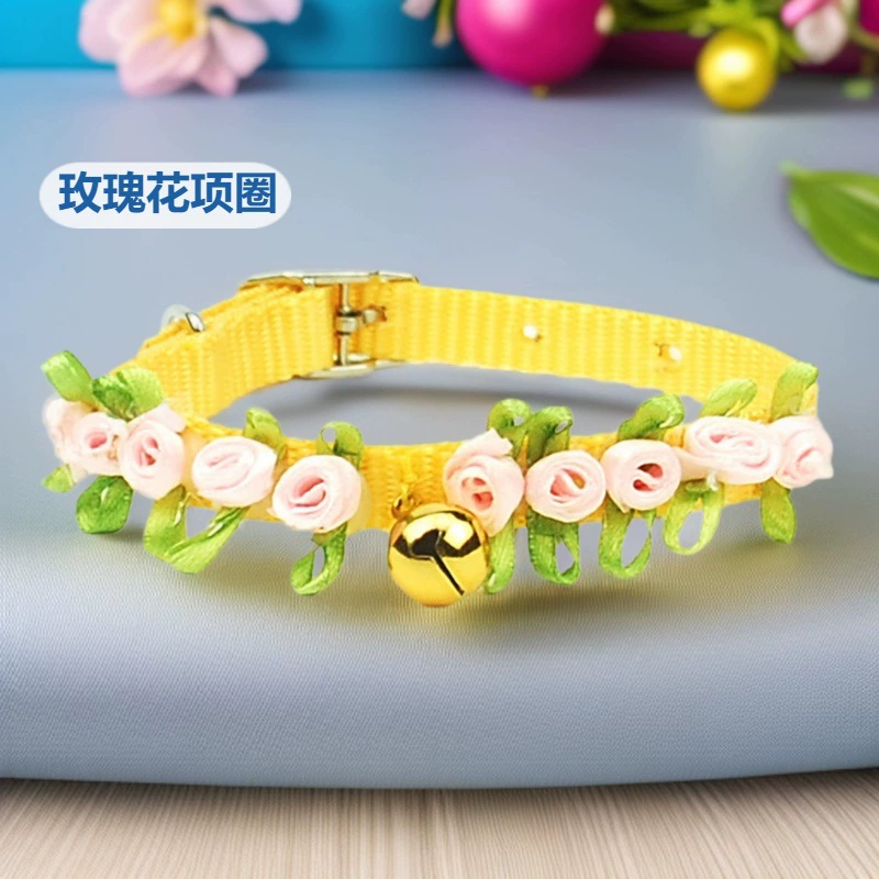 Нейлон Роза Цветок Пряжка Пояс Белл Воротник 1,0 см Pet Cat Собака Воротник