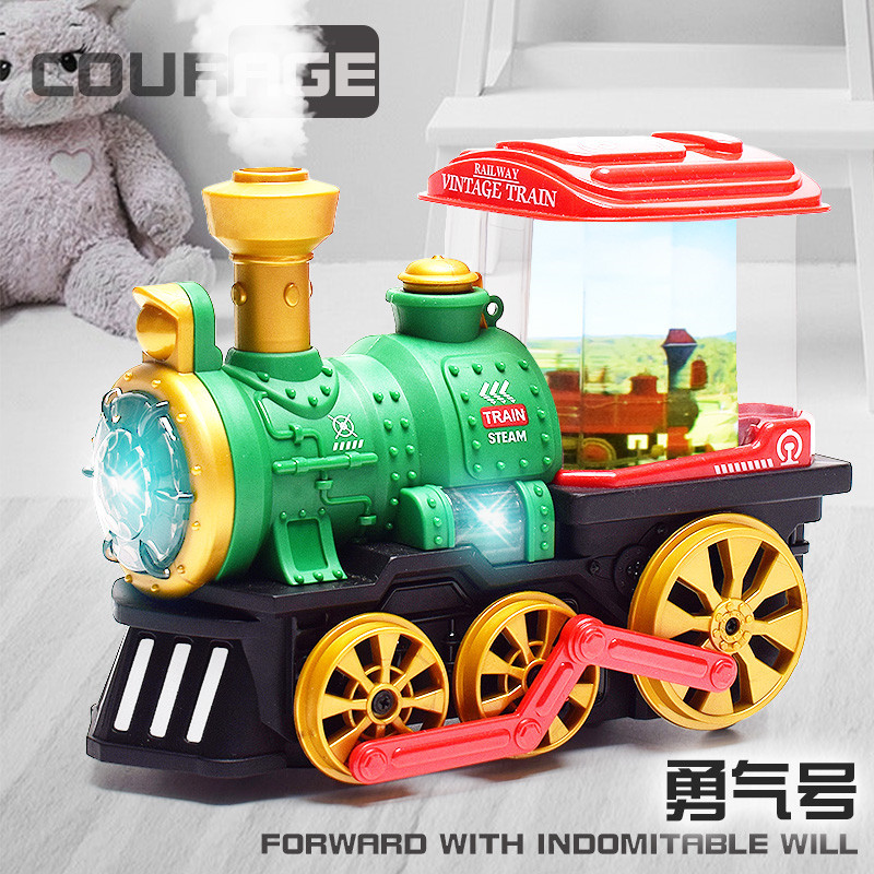 Coche de juguete eléctrico para niños Universal Light Music tren de pulverización anticuado tren de simulación multifunción fábrica al por mayor