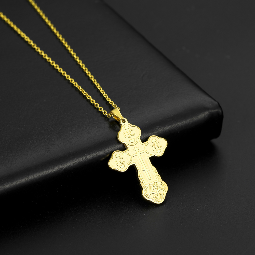 Retro Simple Style Cross Stainless Steel Plating Pendant Necklace display picture 4