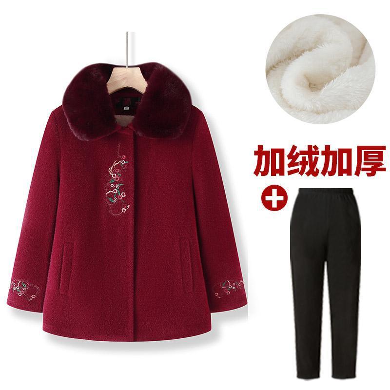 中老年人冬装女奶奶毛呢外套新款妈妈装春秋上衣洋气太太老人衣服|undefined