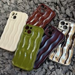 電気メッキシルバー水波模様 iPhone14pro max用スマホケース Apple 16新モデル 14/13 ニッチスタイル 15