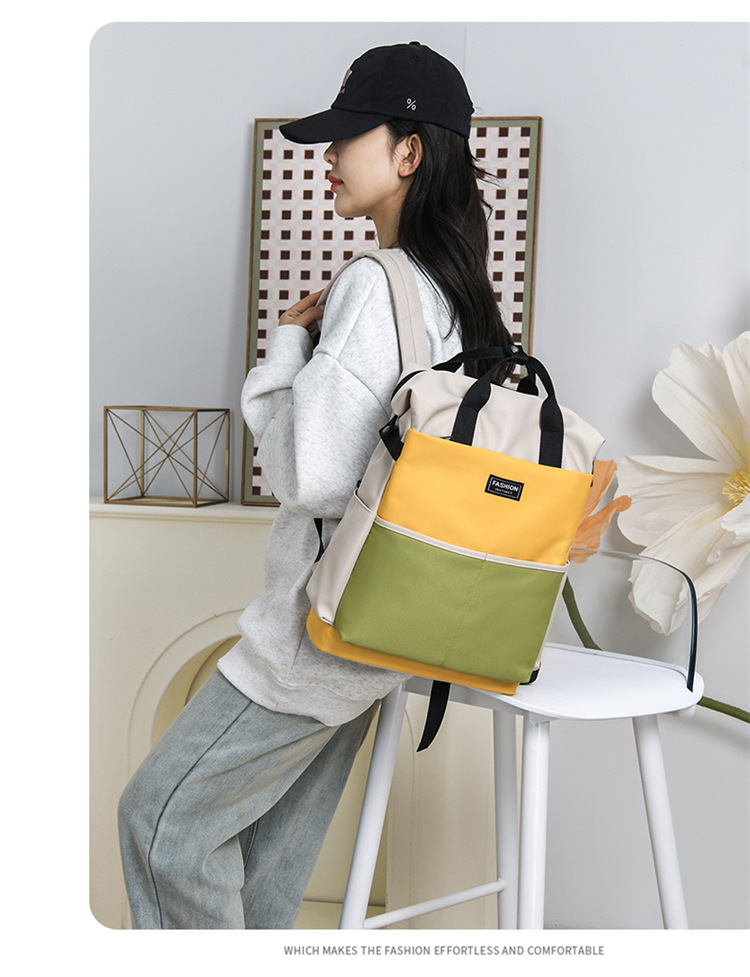Fashionable color-blocking backpack for moms, 2025 new large-capacity backpack for taking kids out, maternity bag and baby bag undefined