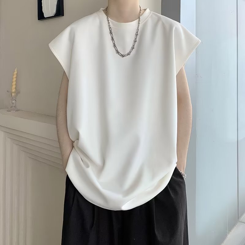 Suede Sleeveless T-shirt Men's Summer Trendy Brand Loose Basketball American Style Waistcoat Cut Sleeve Sports Large Size Solid Color Vest