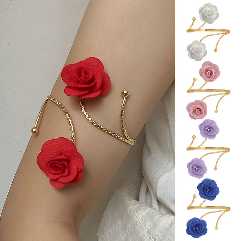 Европейские и американские трансграничные преувеличенные металлические регулируемые липкие цветочные занавески с пряжкой, ручные украшения, ниша, простой вырезанный браслет на руку