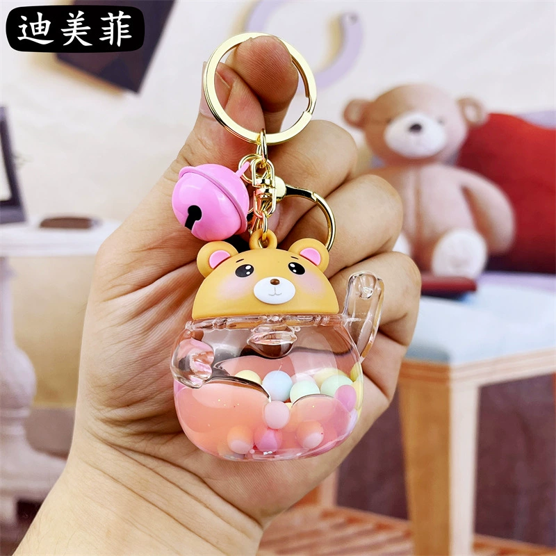  acrylic keychain, creative accessory, cartoon doll, for luck, with little bears, Birthday gift, wholesale