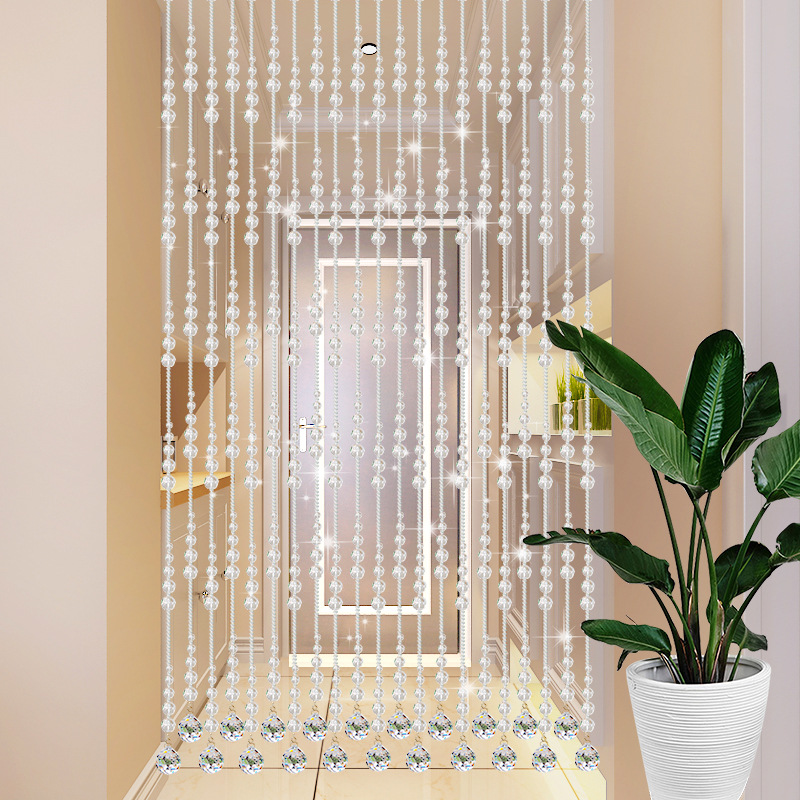 Crystal bead curtain European-style living room hallway dining room partition curtain shoe cabinet bathroom home decorative door curtain punch-free