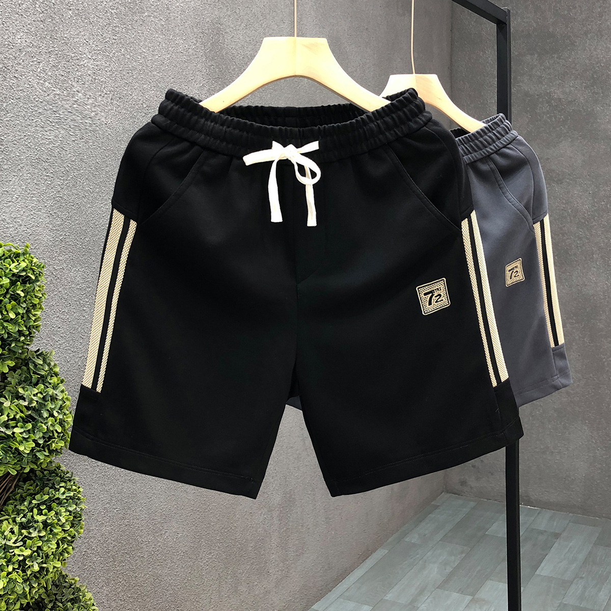 Men's Clothing Men's Black Casual Shorts Trendy Summer Five Point Pants Fashionable Outerwear Sports Style Casual Beach Sports Shorts_viptrois.com