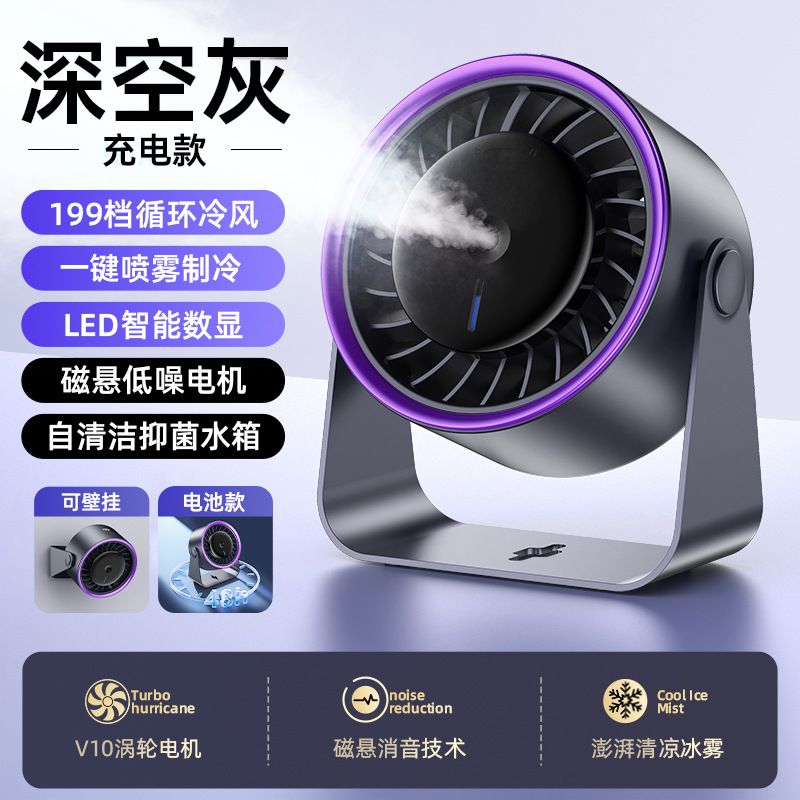 2026 nuevo ventilador de pulverización de alta velocidad ventilador de recarga doméstico turbina de escritorio ventilador de pared ventilador de escritorio pequeño ventilador