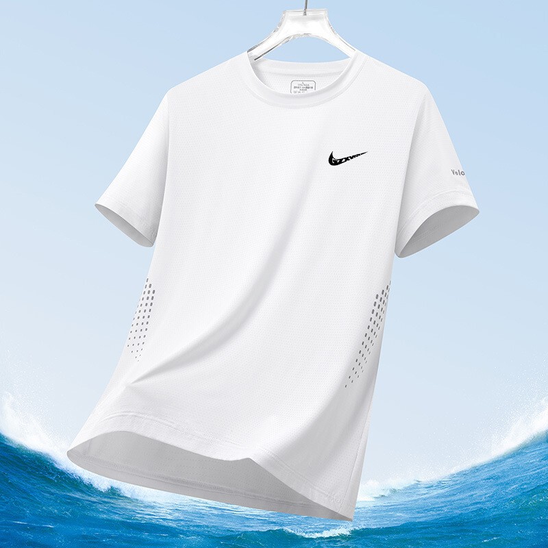 2026 Ice Silk T-Shirt Summer Short-Sleeve Cool Breathable New Men's Sports Short-Sleeve Fashion Trendy Brand Loose Breathable