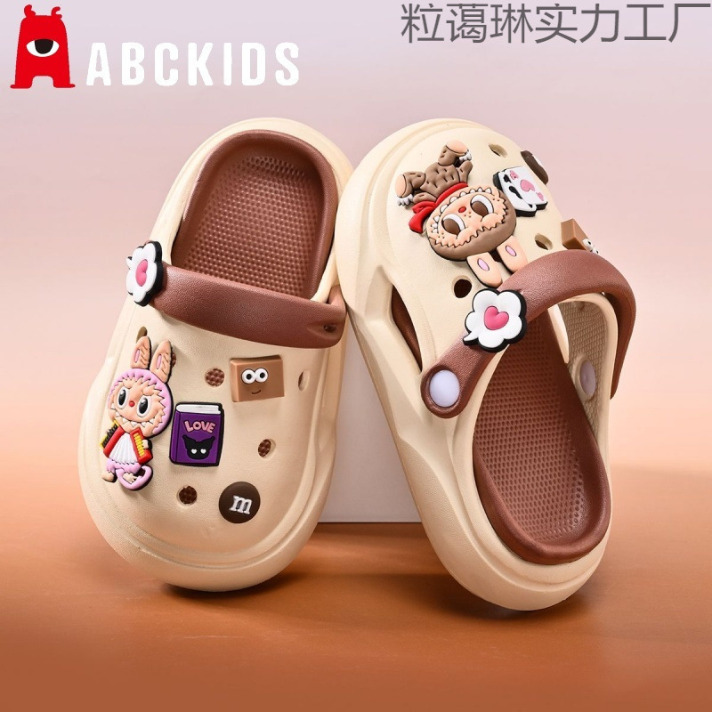 Abckids Labubu 子供用下駄女の子スリッパベビー EVA ソフトソール滑り止めホームアウトドアビーチシューズ|undefined