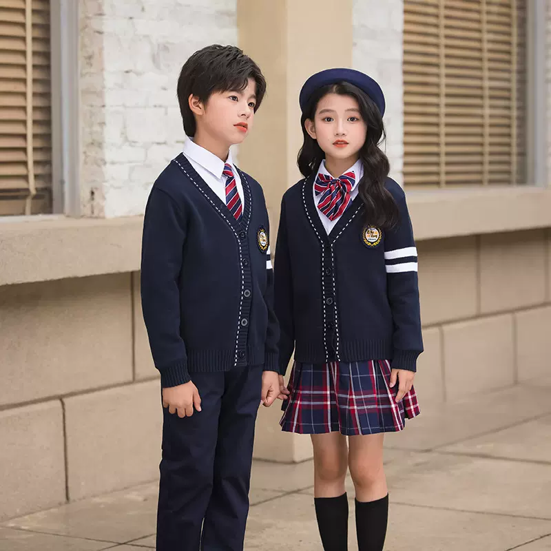 小学生英伦风校服班服幼儿园毕业拍服表演服园服春秋季毛衣三件套