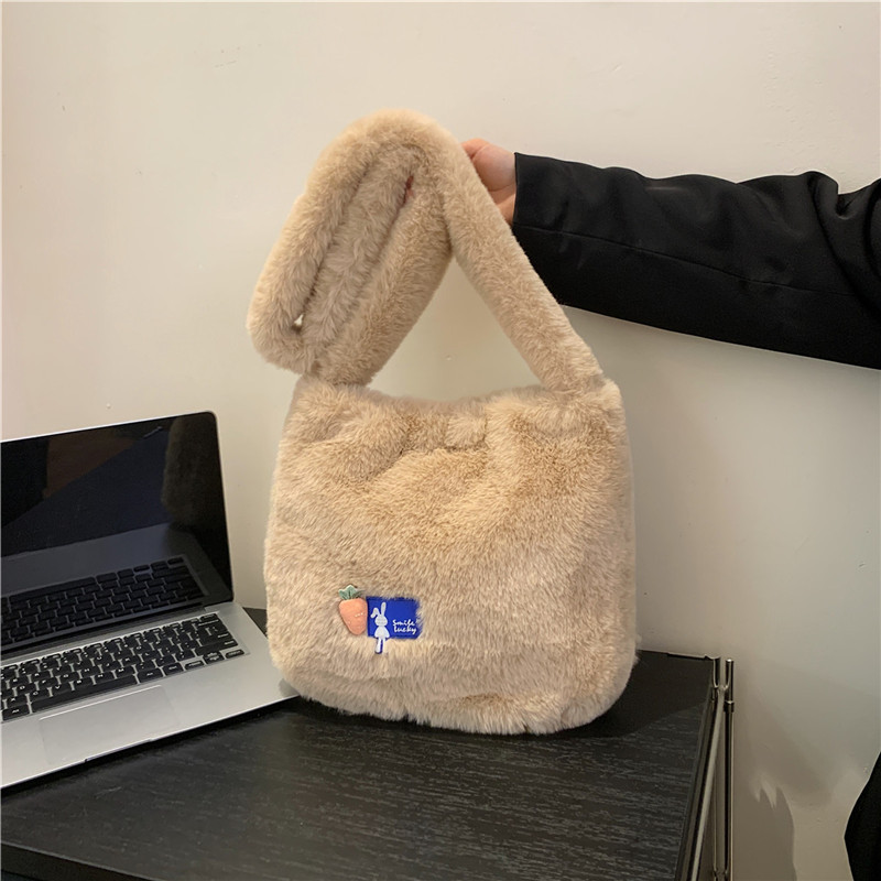 Plush tote for women's trendy and fashionable shoulder bag, plush crossbody bag_voghion.com