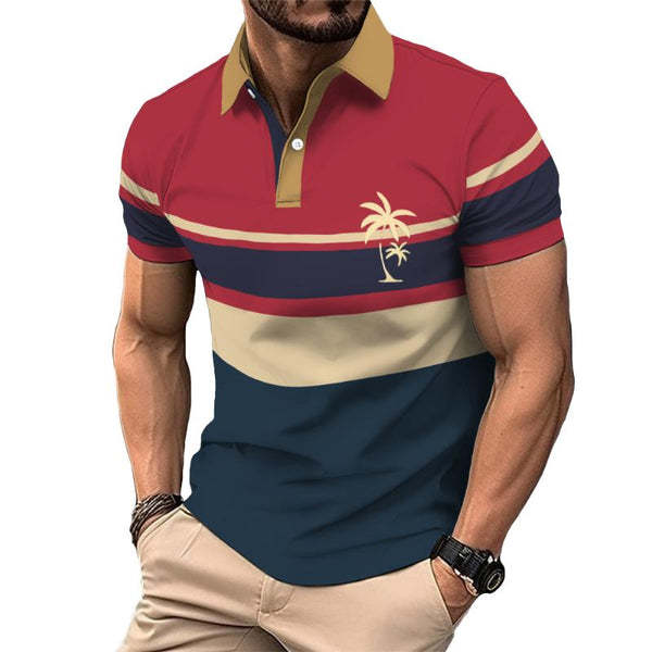 Nueva camisa de golf europea y americana transfronteriza camisa de polo con estampado de letras de manga corta color sólido gráfico 3d camisa POLO de tres botones