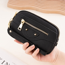 头层牛皮女士手拿包新款拉链手腕包女大容量真皮长款钱包批发外贸