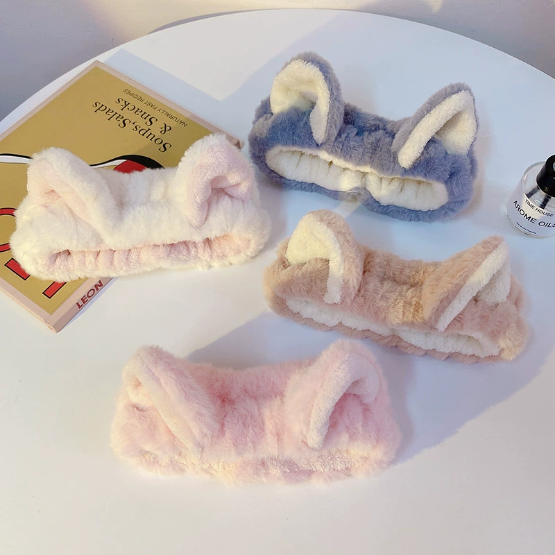 Оригинальный дизайн осень и зима Новая кроличья бархатная повязка для волос с кошками, милая трехмерная кошачьи уши, умывальник, повязка для волос для макияжа лица