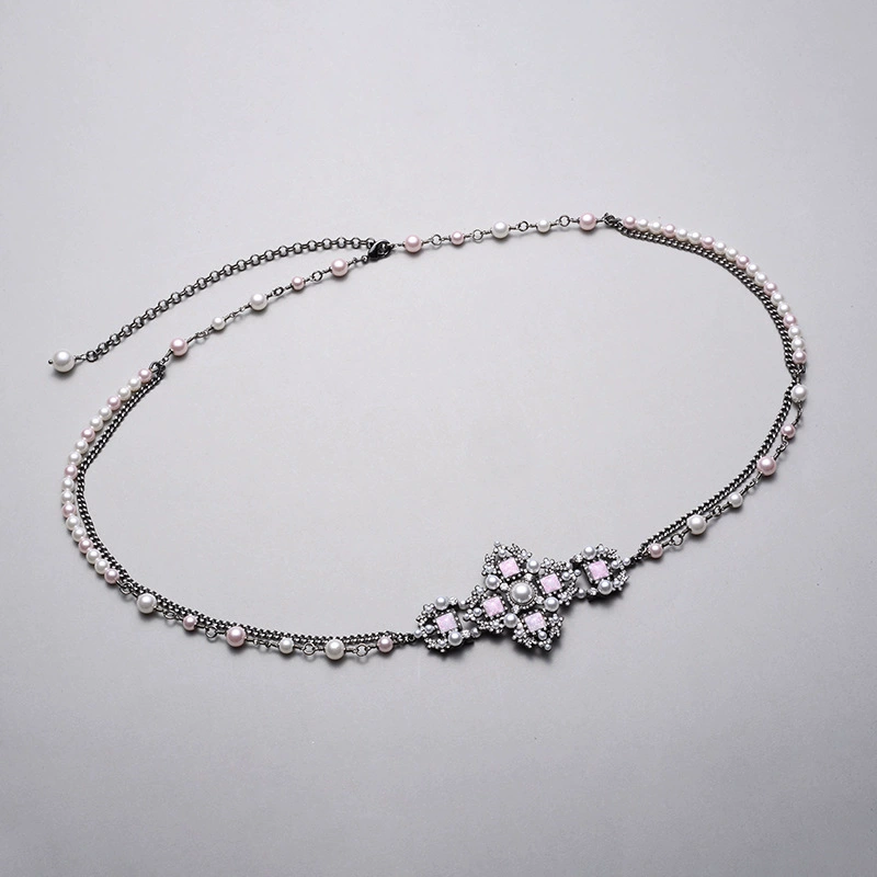 Модный фуксиевый пояс-жемчужина, платье, стиль Chanel