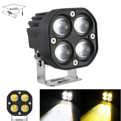 Luz de trabajo LED de automóvil amarillo y blanco luz auxiliar de doble luz 4 perlas 40W motocicleta vehículo todoterreno reforma proyecto de luz image 3