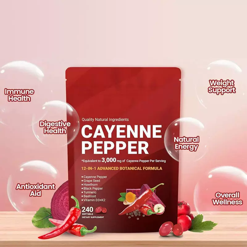 跨境专供热卖cayenne pepper softge辣椒软胶囊
