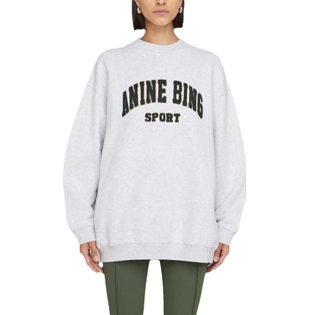 아마존 국경 간 유행 브랜드 편지 자수 스웨터 여성 아메리칸 스타일 스트리트 캐주얼 크루 넥 그레이 풀오버 탑