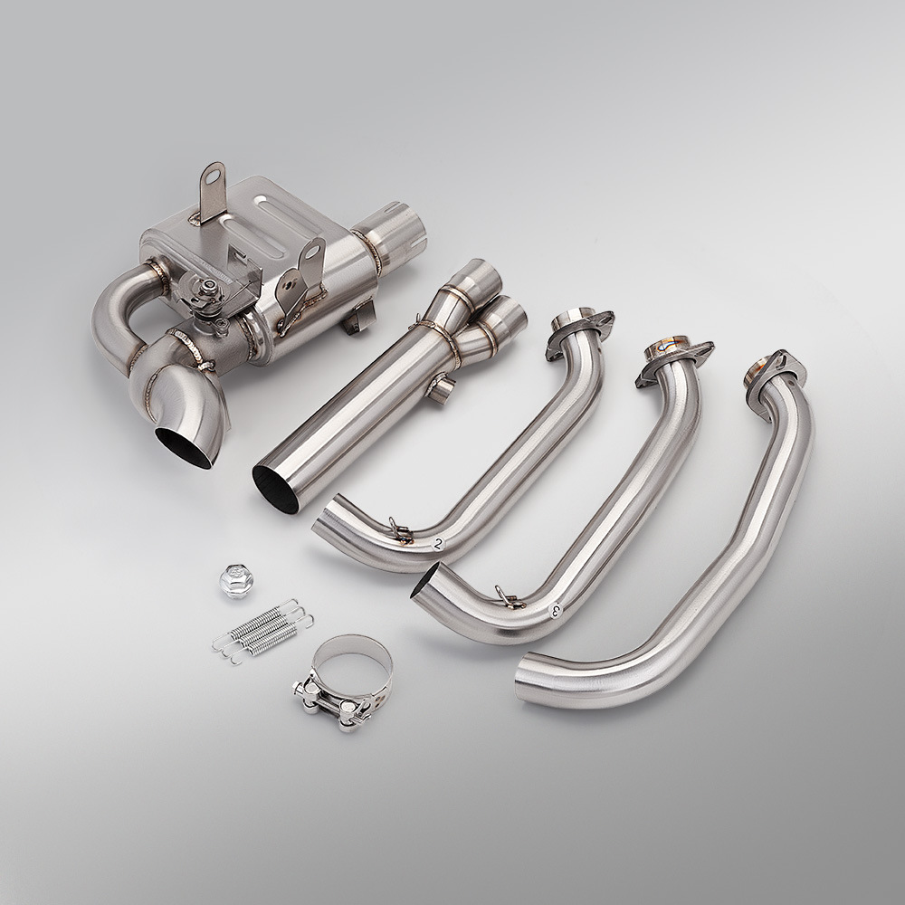 Chunfeng 675Sr-R Dual-Channel Valve Box Front Exhaust Pipe Motorcycle 675Sr Exhaust Modification