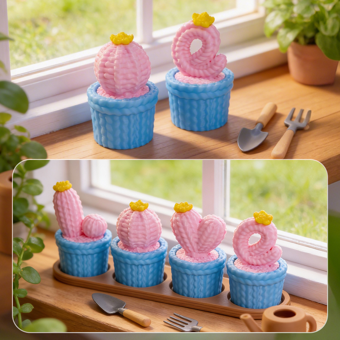 High-Appearance Value Car Interior Knitted Resin Craft Accessories, Cactus Gardening Desktop Decoration Trendy Small Ornaments