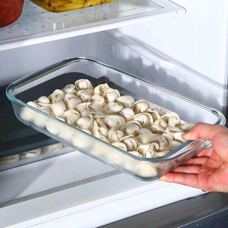 Placa de horneado de vidrio rectangular horno de microondas resistente al calor para hornear placa de pescado doméstica especial placa de arroz de vidrio de alto boro placa de frutas