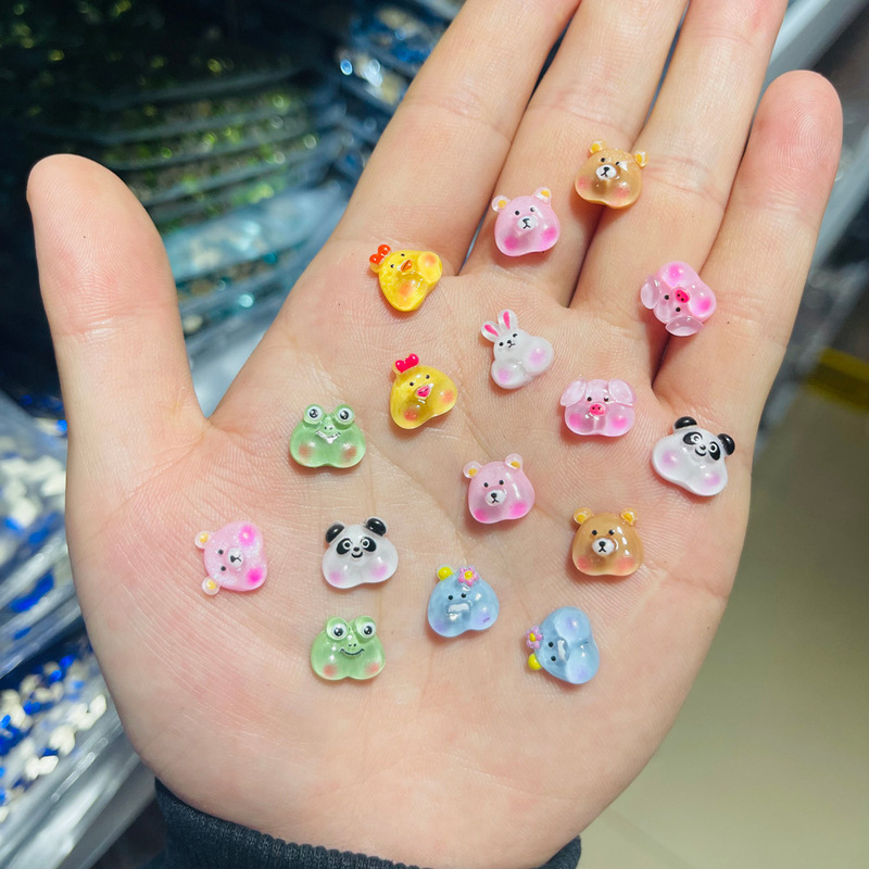 Chubby Frog Nail Art Chick Panda Piglet Face Explosion Brown Tone Dudu Bear Jewelry Rabbit Shake Accessories