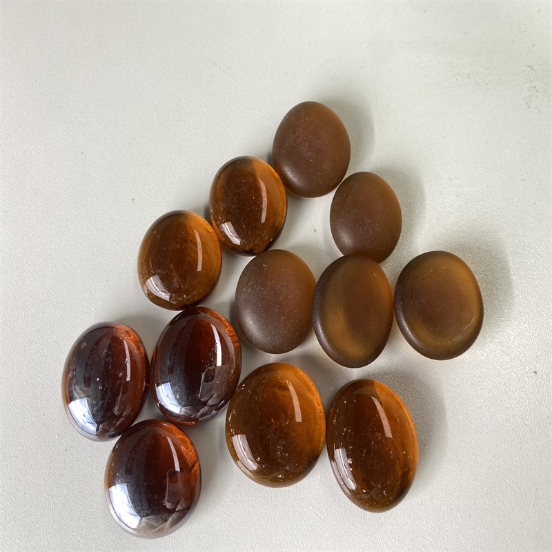 Cuentas planas de vidrio transparente esmerilado ámbar/café, 18-20mm, accesorios para chimenea y estufa de gas