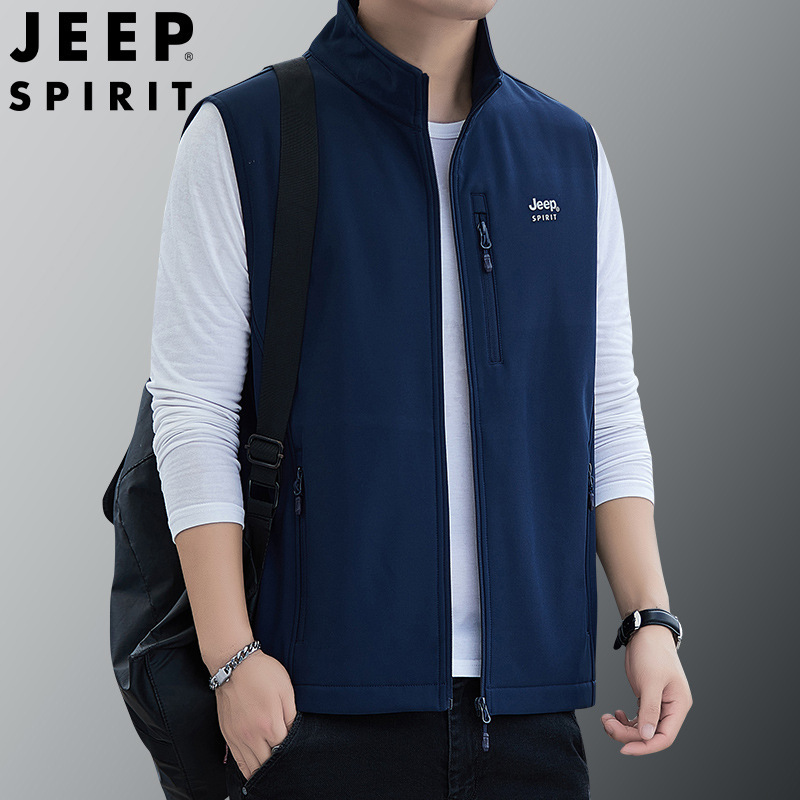 Jeep spirit秋冬モデル立襟ファッションカジュアルソフトシェルベストノースリーブベスト7291|undefined