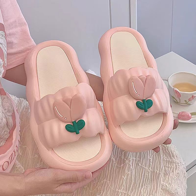 2024 new tulip slippers women‘s outdoor wear fairy style summer internet celebrity ins home non-slip slip-on slippers